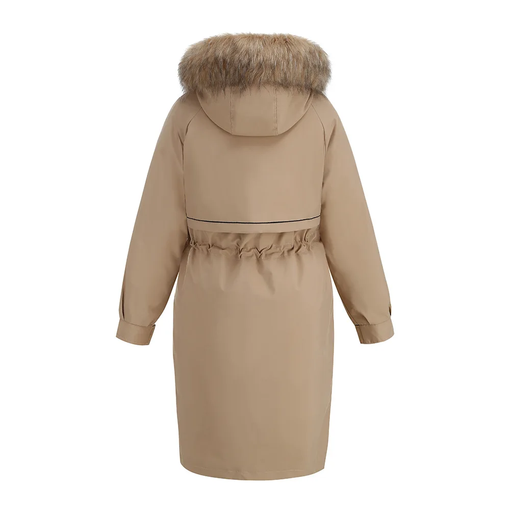 2022 Winter Cotton-padded Jacket Parker Long Warm Zipper Coat with Fur Collar and Cashmere Coat Set of 2 for Europe and America