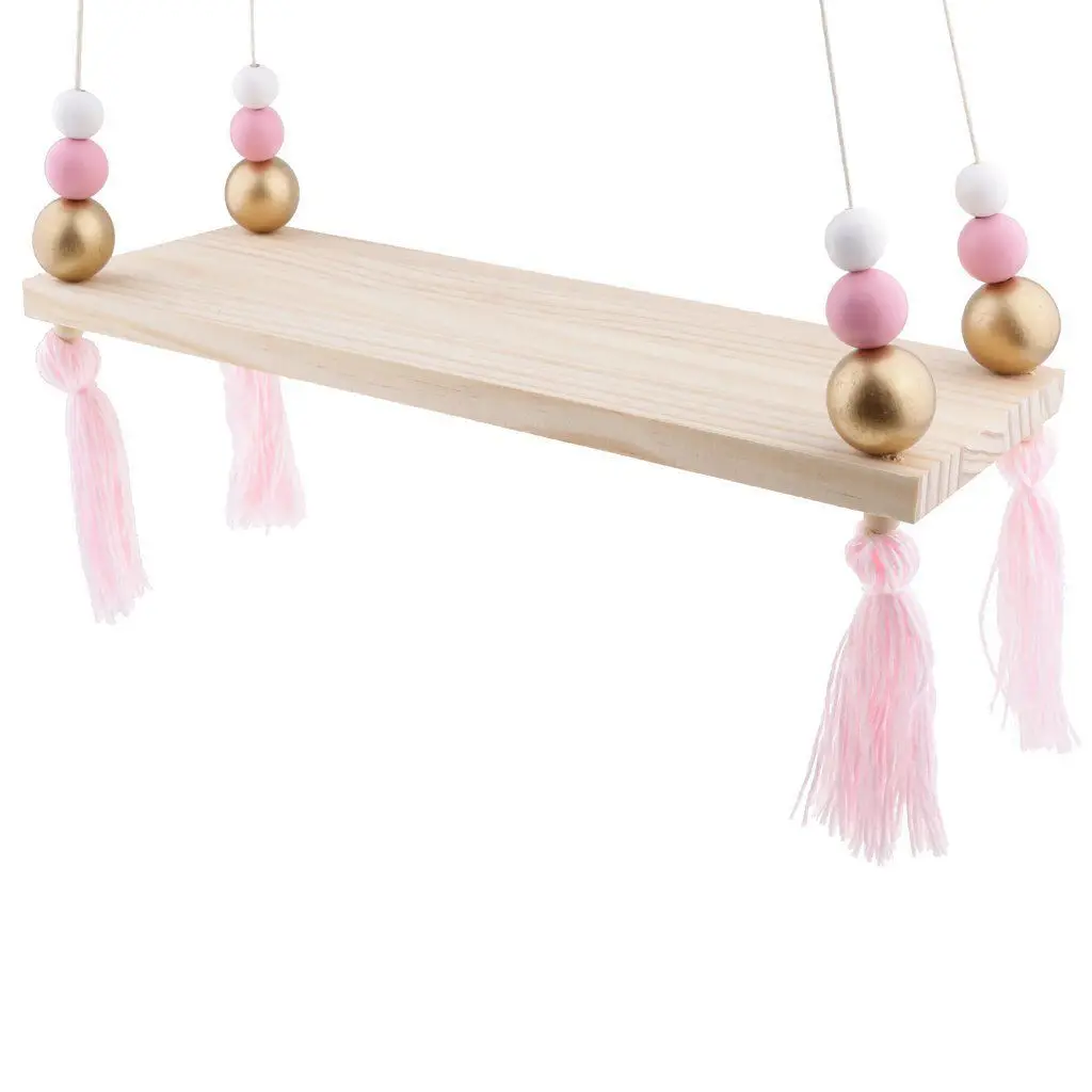 

Wooden Wall Shelf Hanging Tassel Children Bebe Nordic Style Wall Frame - # 3