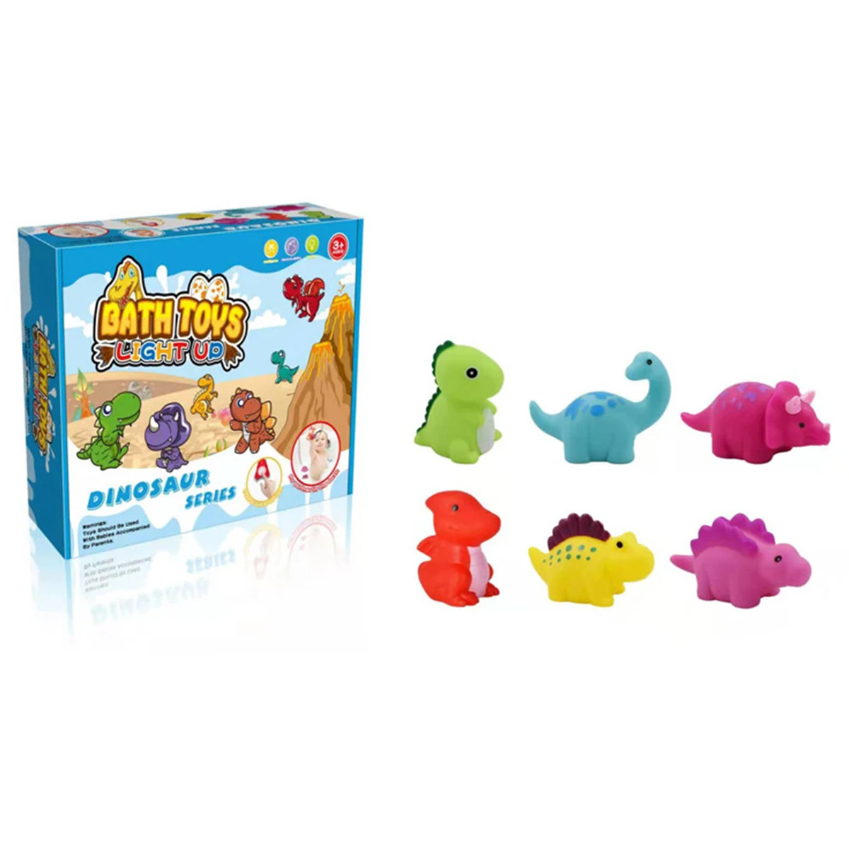 

6 Pcs Dinosaur Bath Toys Light Up Floating Dinosaur Baby Bath Toys Set 2 Flashing Mode Dinosaur Theme Early Learning Toys