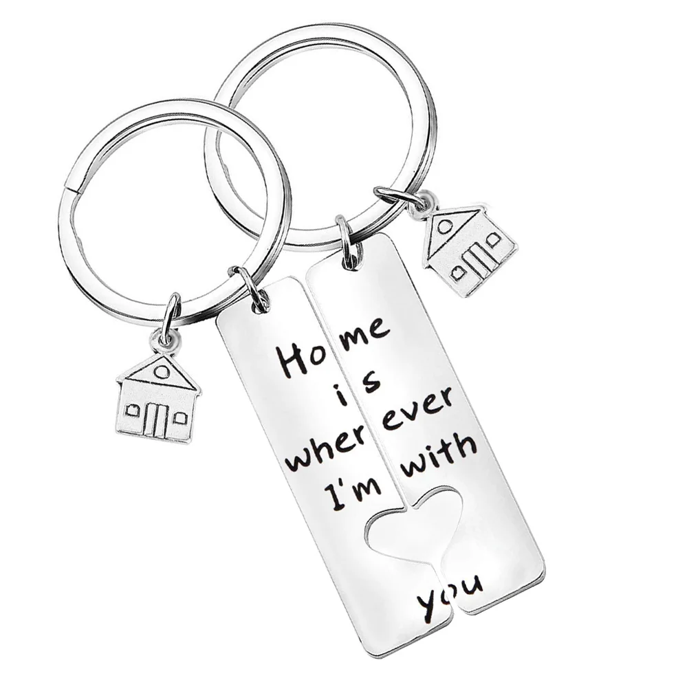 

Keychain New Home Housewarming Key Gifts Homeowner Gift Ring Keyring Lettering Movingheart Couple Engraving Letter Keychains