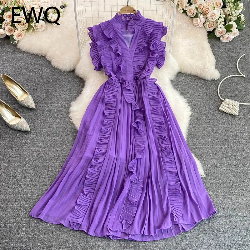 Элегантное женское платье с оборками EWQ модное однотонное облегающее