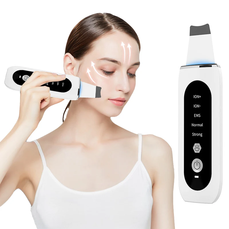 

Ultrasonic Skin Scrubber Vibration Face Spatula Blackhead Remover Facial Shovel Clean Cavitation Peeling Cavitation Ion EMS Lift
