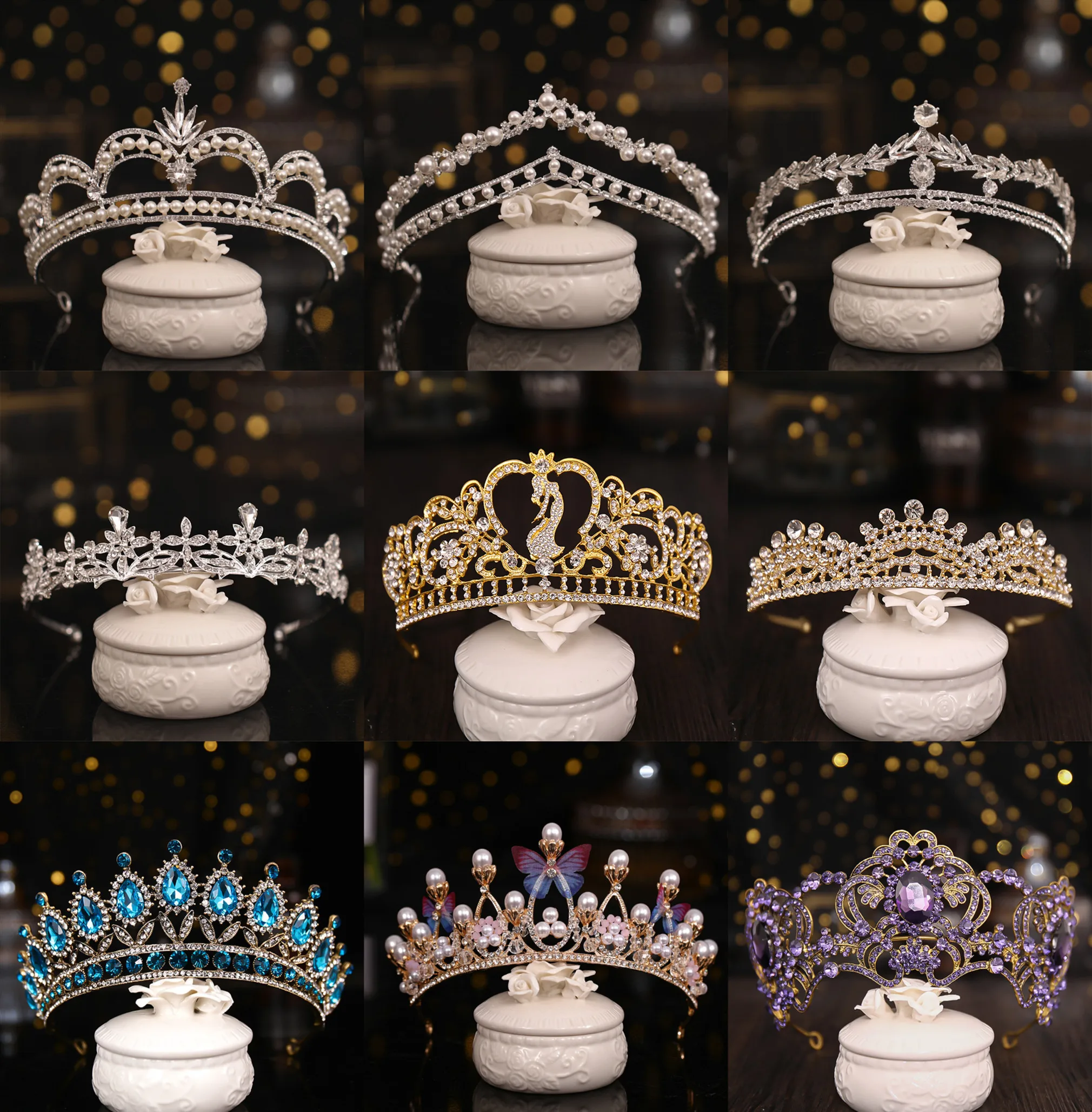 

Rhinestone Crystal Tiara Diadem Queen Crown Princess Tiaras Bridal Hair Jewelry Party Wedding Hair Accessories Women Headpiece