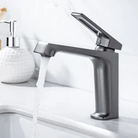 gun grey bathroom basin solid brass sink mixer faucets hot cold single handle deck mounted lavatory crane water taps black new
