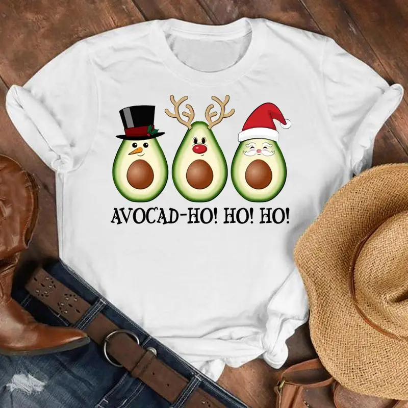 

Women 90s Avocado Cute Top Graphic Merry Christmas Nice Cartoon Holiday Tshirt Regular New Year Pretty Shirt T Tee T-shirt