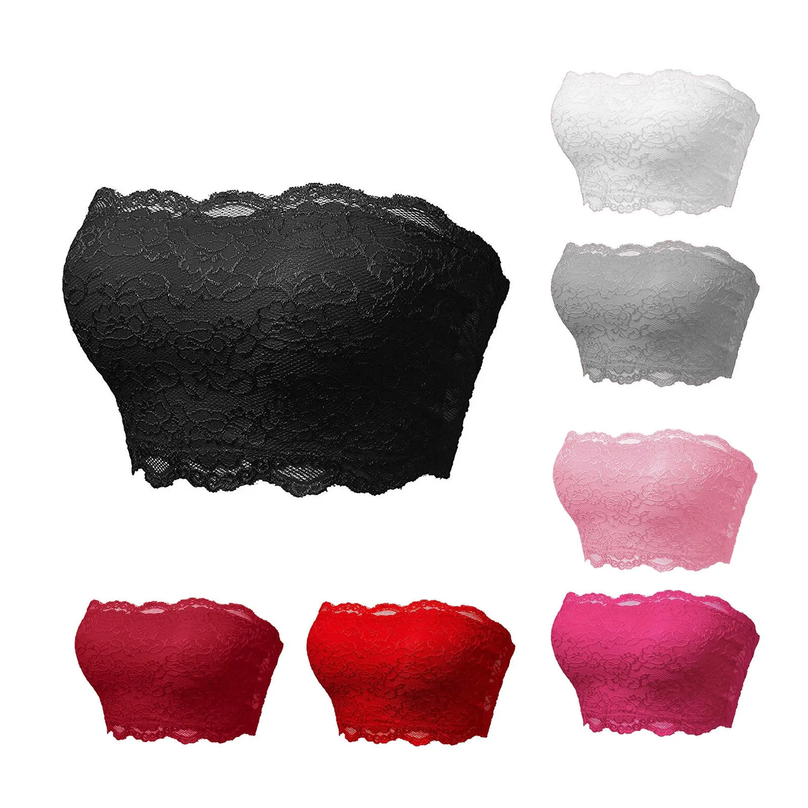 Женский бесшовный кружевной топ с цветочным рисунком бюстгальтер-труба пуш-ап