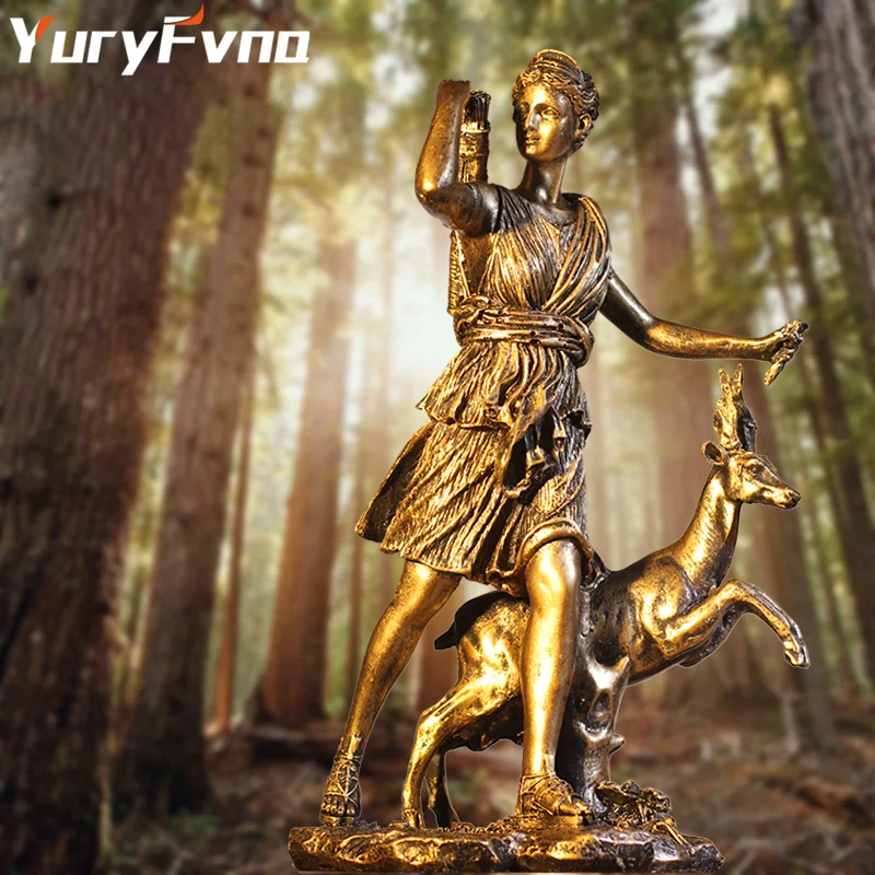

Винтажная Статуэтка богини охоты YuryFvna, статуэтки, ремесла, креативные домашние украшения, греческая искусственная кожа