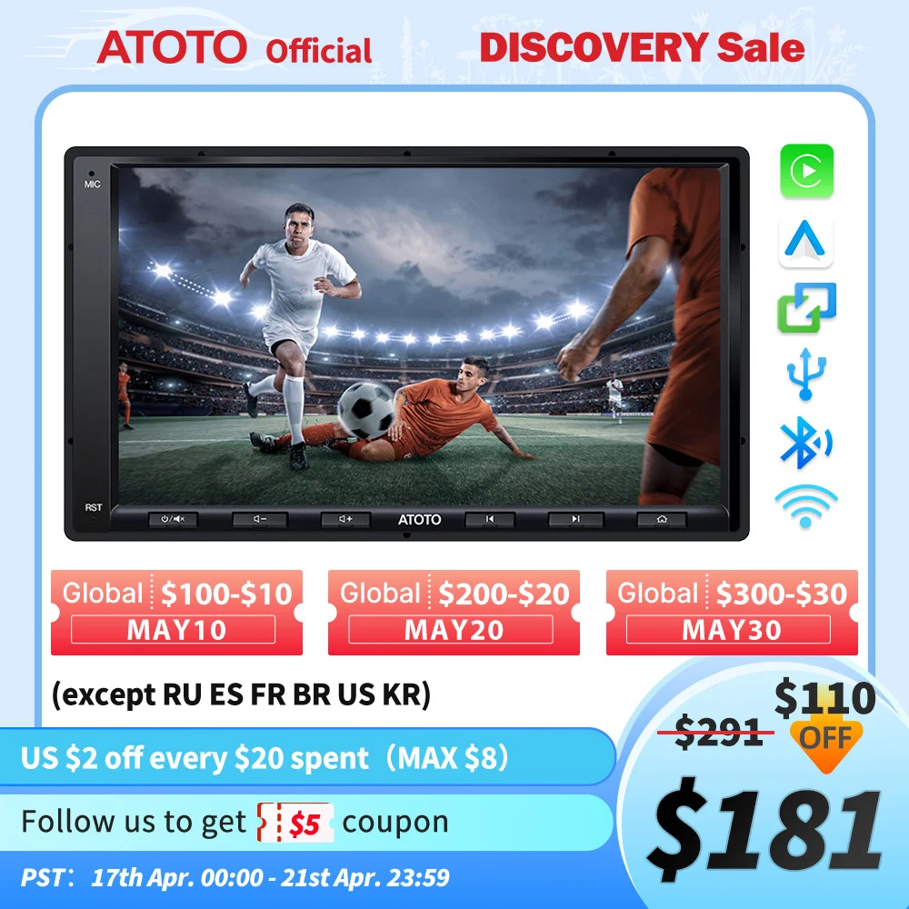 

ATOTO Android Car Radio 2 Din 7 Inch Car Touch Screen 2G+32G Wireless MirrorLink CarPlay Android Bluetooth WiFi USB Car Stereo