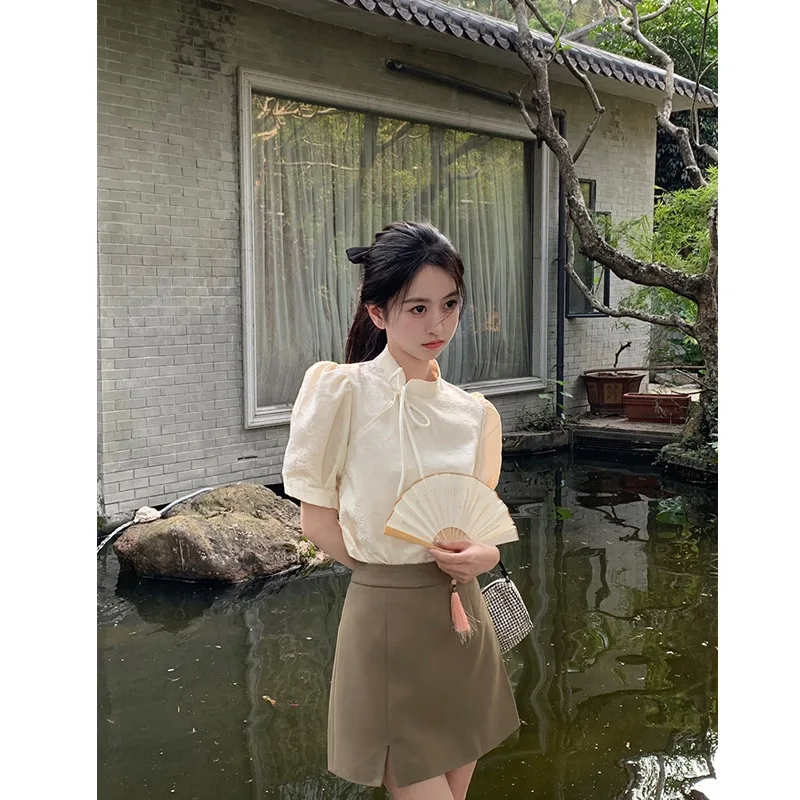 

Женское платье-Ципао в китайском стиле, пляжный спортивный топ с коротким рукавом и вышивкой