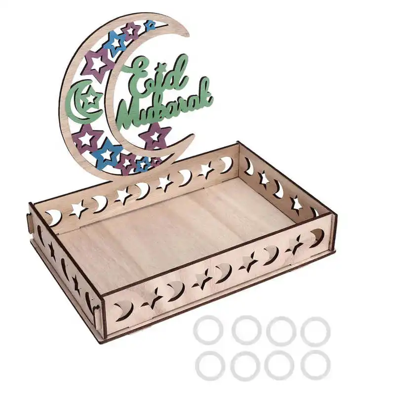 

Деревянный поднос Рамадан ИД Мубарак десерт поднос для еды украшение для стола для бара кафе мусульманский поднос