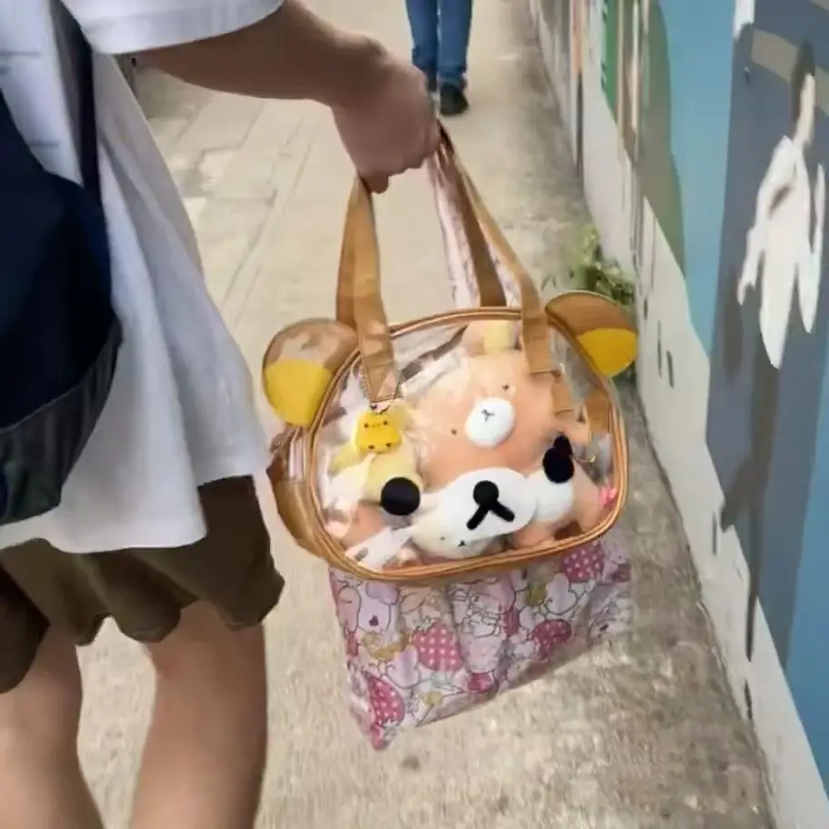 Новинка 2024, прозрачная сумка Rilakkuma, милый женский тоут с ручкой, Повседневная универсальная сумка, сумки для хранения игрушек, сумка-тоут (art.: 3920c82036f8a) - 3920c82036f8a