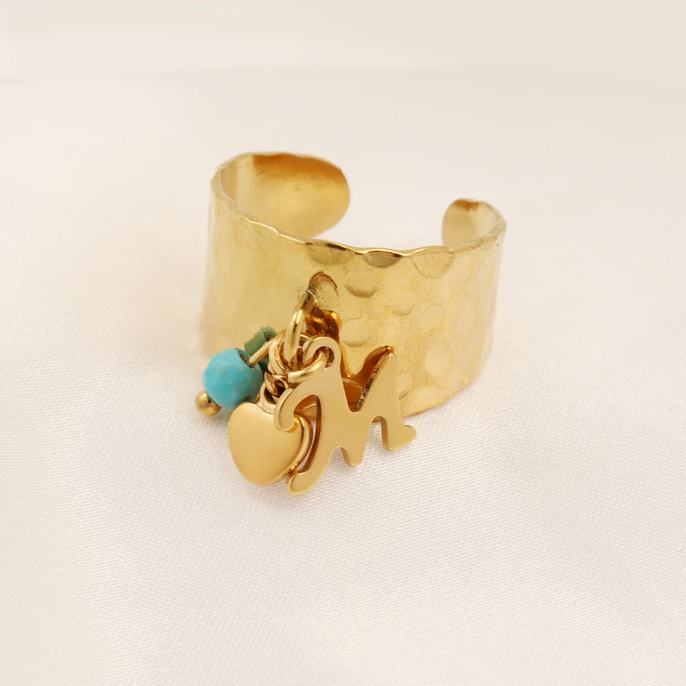 Кольцо с буквой из нержавеющей стали 316L для женщин 26 кулон в форме сердца A-Z