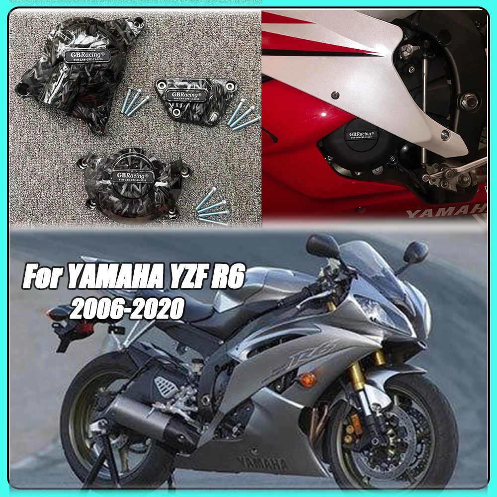 

For YAMAHA YZF-R6 2006-2023 Forging pattern/black For GB Racing Motorcycle Engine Protective Cover