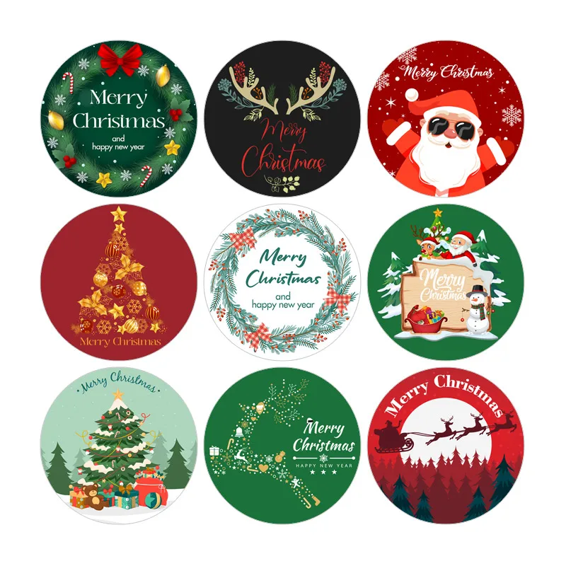 

Personalized Round Christmas Labels Sticker Custom Jelly Snack Mix Cookies Pie Fudge Food Wreath Christmas Holiday Gift Stickers