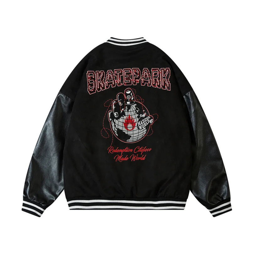 Осенняя бейсбольная куртка для мужчин и женщин оверсайз в стиле High Street С Вышивкой