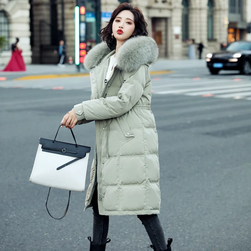 Down Jacket In The Shopping Mall 2022 New Women's Medium Long White Eiderdown Sense Fashion Thin and Thick Winter Coats Women