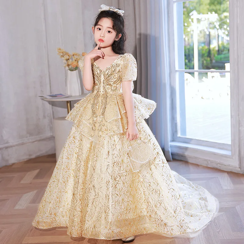 Kids Formal Dress for Girls Children Birthday Party Ball Gowns Princess Prom Evening Dresses Long Luxury 2022 Celebrity Costume
