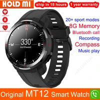 new mt12 smart watch men bluetooth call 8g local music play connect tws compass heart rate blood pressure track smartwatch