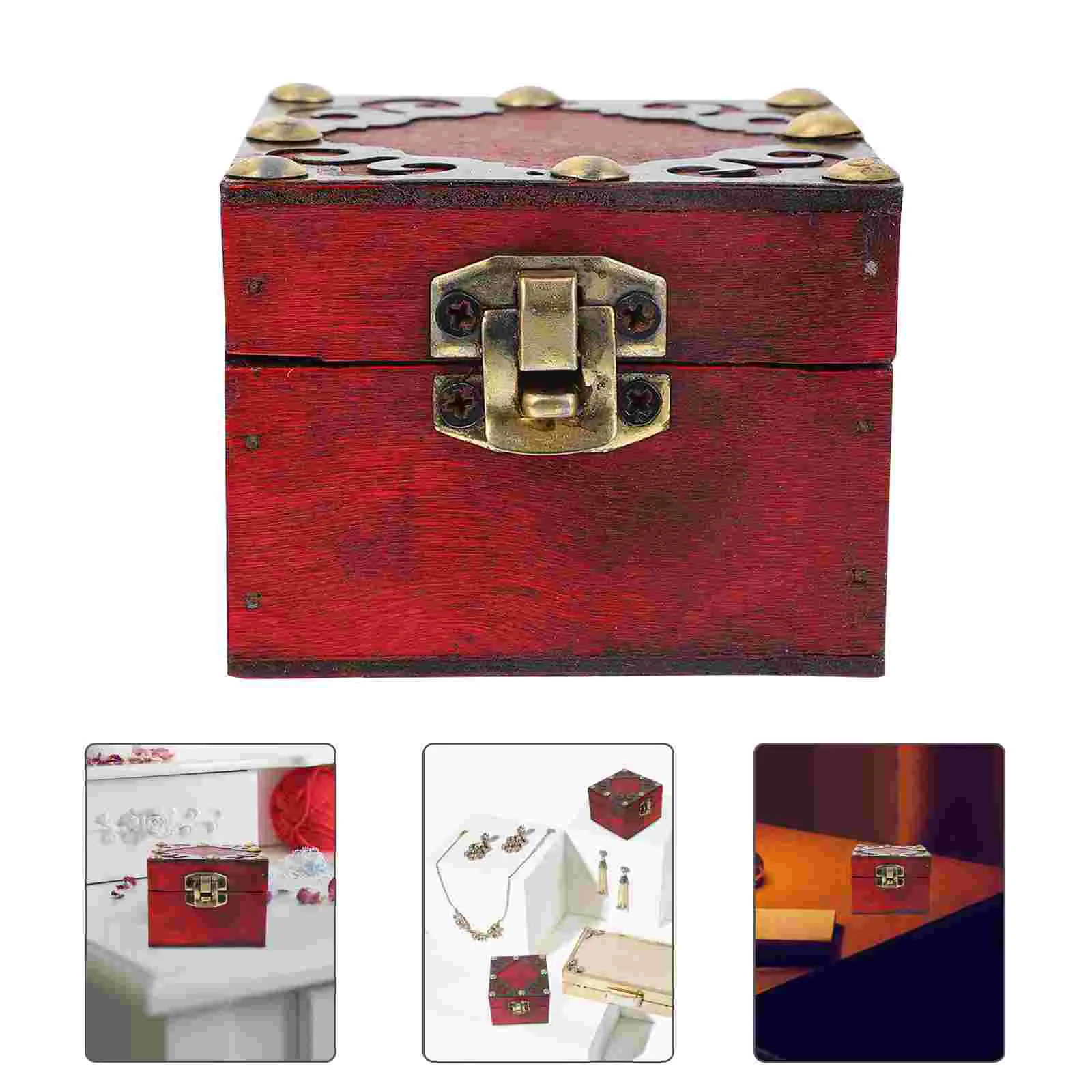 

Wooden Jewelry Box Keepsake Treasurecase Retro Storage Holder Vintage Mini Organizerstyle European Container Trinket Toy Acrylic