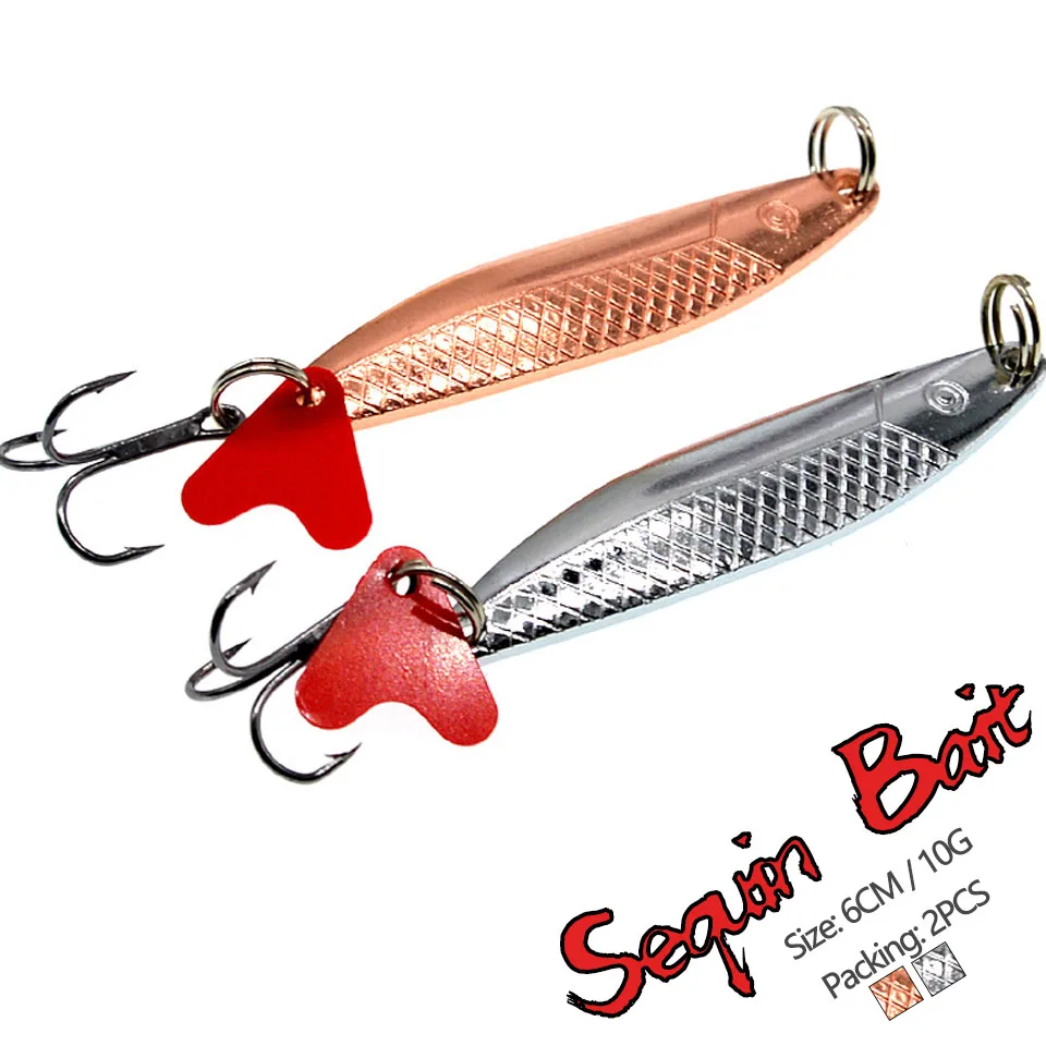 

2PCS/Lot 6cm 10g Metal Spinner Spoon Fishing Lure Hard Baits Sequins Noise Paillette Artificial Bait with Treble Hook