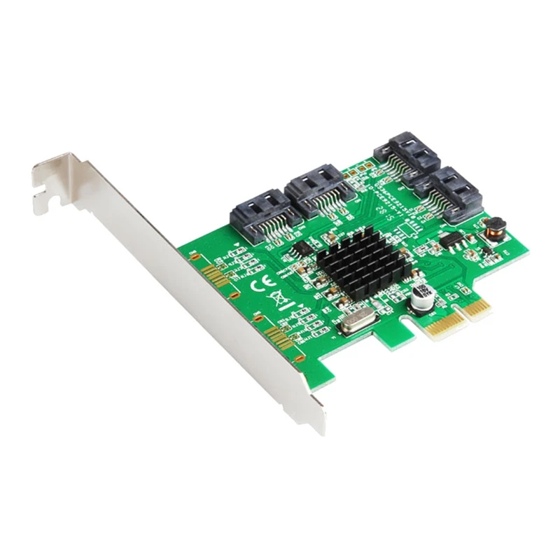 

HOT-Pcie 4 Ports 6G SATA 3.0 Controller Card Marvell 88SE9215 Non Raid Pcie 2.0 X1 Expansion Card With Low Profile Bracket
