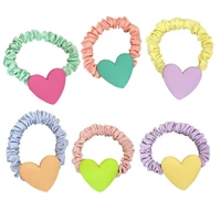 solid contrast color heart elastic scrunchie hair ties rubber bands women girls children hair scrunchies holder hair accessories