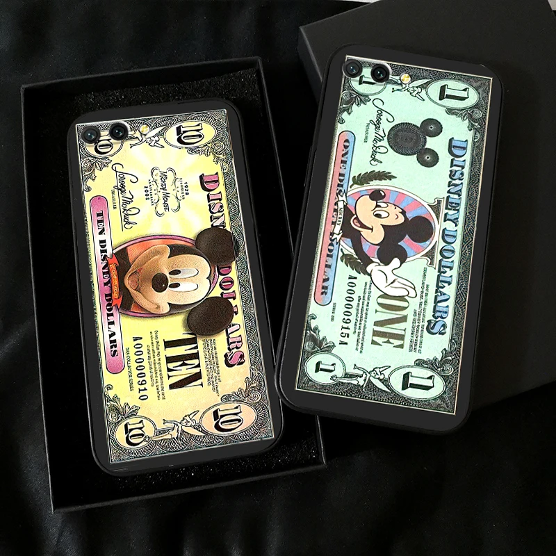

Luxury Dollar Mickey Minnie Mouse For Huawei Honor 10X 9X Lite Pro For Honor 10 10i 9 9A Phone Case Black Soft Liquid Silicon