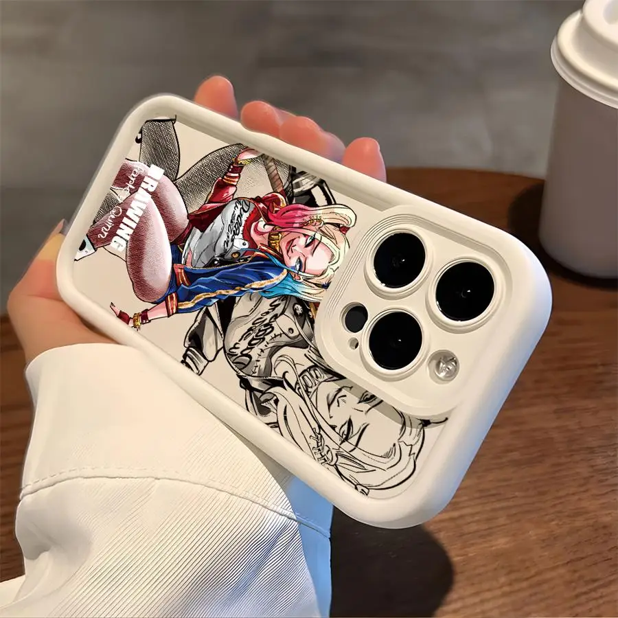 Чехол для телефона H-Harleys Q-Quinns Apple iPhone 13 15 16 Pro Max 14 11 12 Plus с мягким корпусом из ТПУ