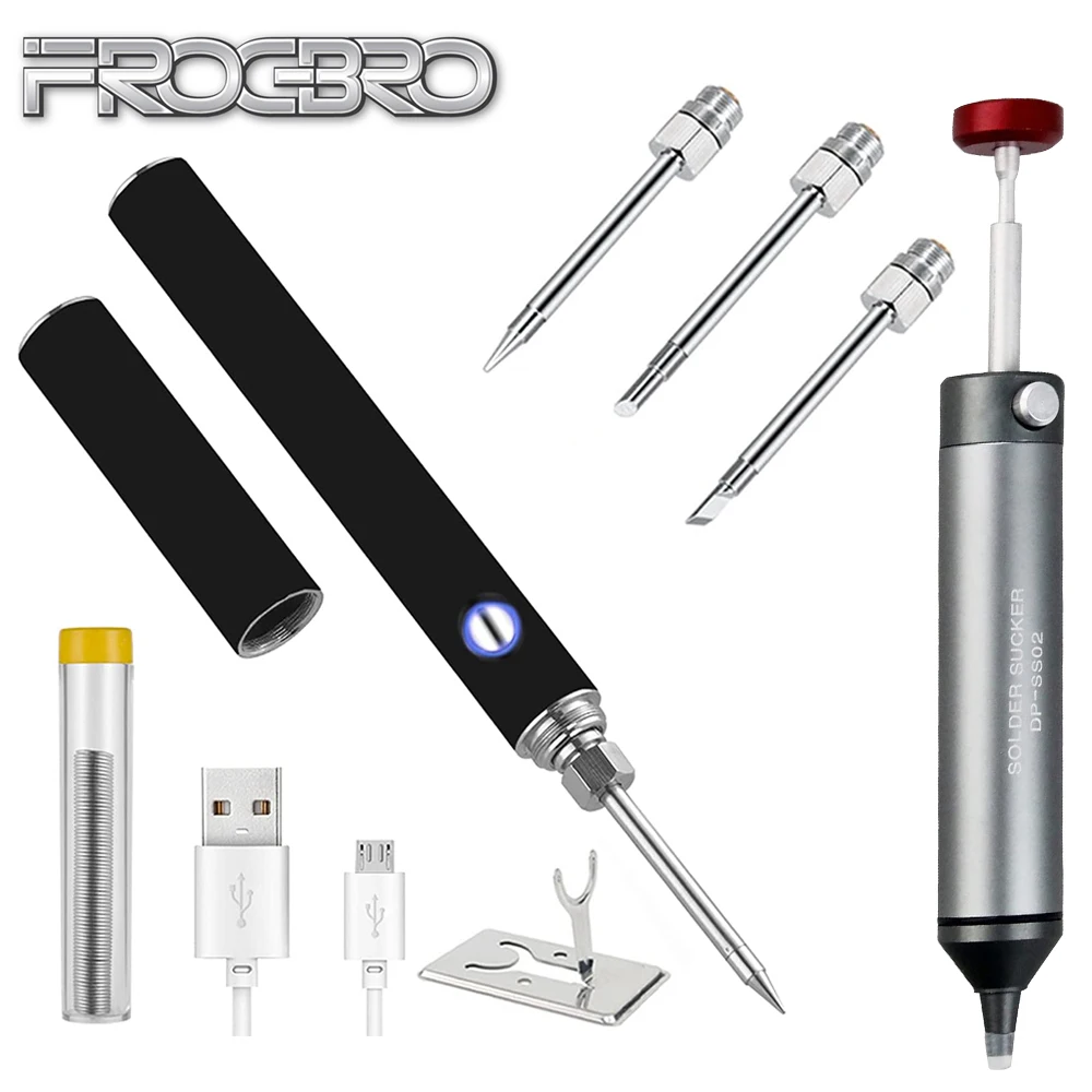 FrogBro 20W Cordless Soldering Iron Portable USB Rechargeable Battery Power Pencil Soldering Iron Wirless Repair Welding Tools