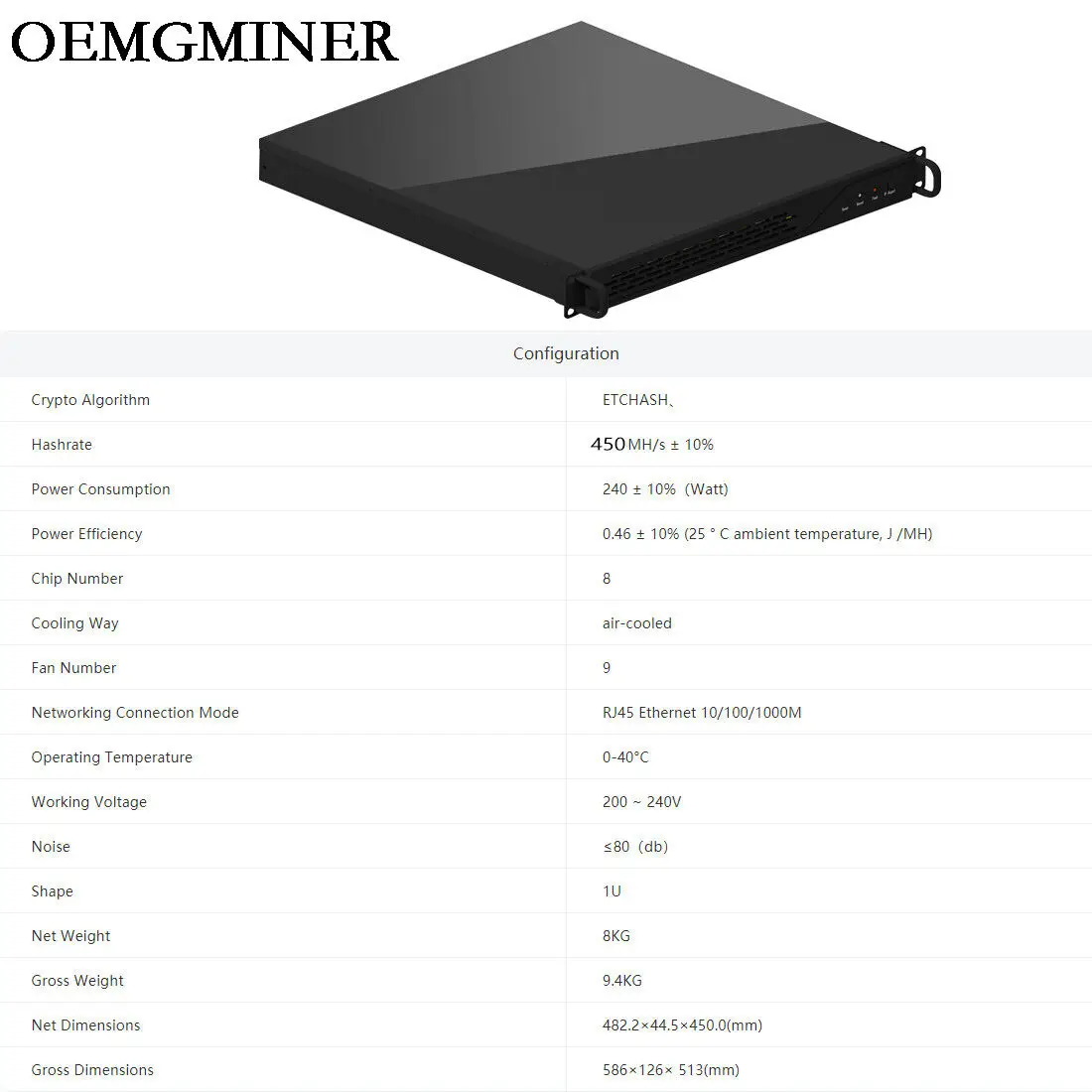 

new Jasminer X4 Miner 1U Server eth miner 520MH/s Hashrate 240W