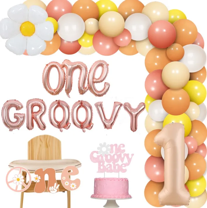 Banner One Groovy Cake Topper Daisy Foil Balloons