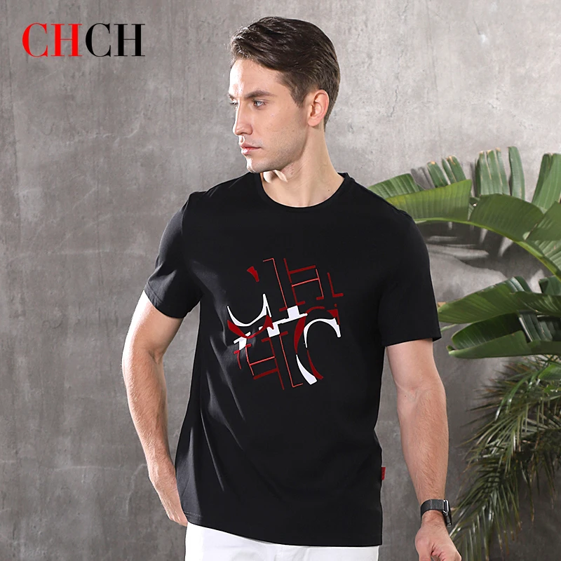 CHCH-camisetas de manga corta con cuello redondo para hombre, camisetas ajustadas con estampado de moda, ropa informal de verano