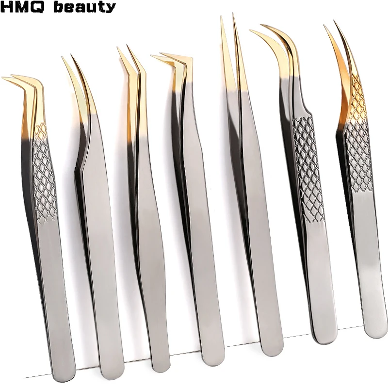 

1 шт. нержавеющий пинцет для бровей черно-Золотое ушко Пинцет 3D увеличение объема ресниц Прививка Инструменты для макияжа ресницы аксессуар...