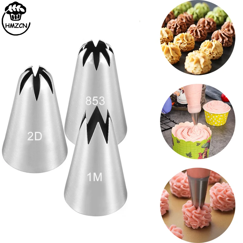 

3PCS Frosting Tip Nozzle Cake Decorating Tips Set Cream Icing Piping Fondant Rose Nozzle Pastry Tools Fondant Decorating Tools