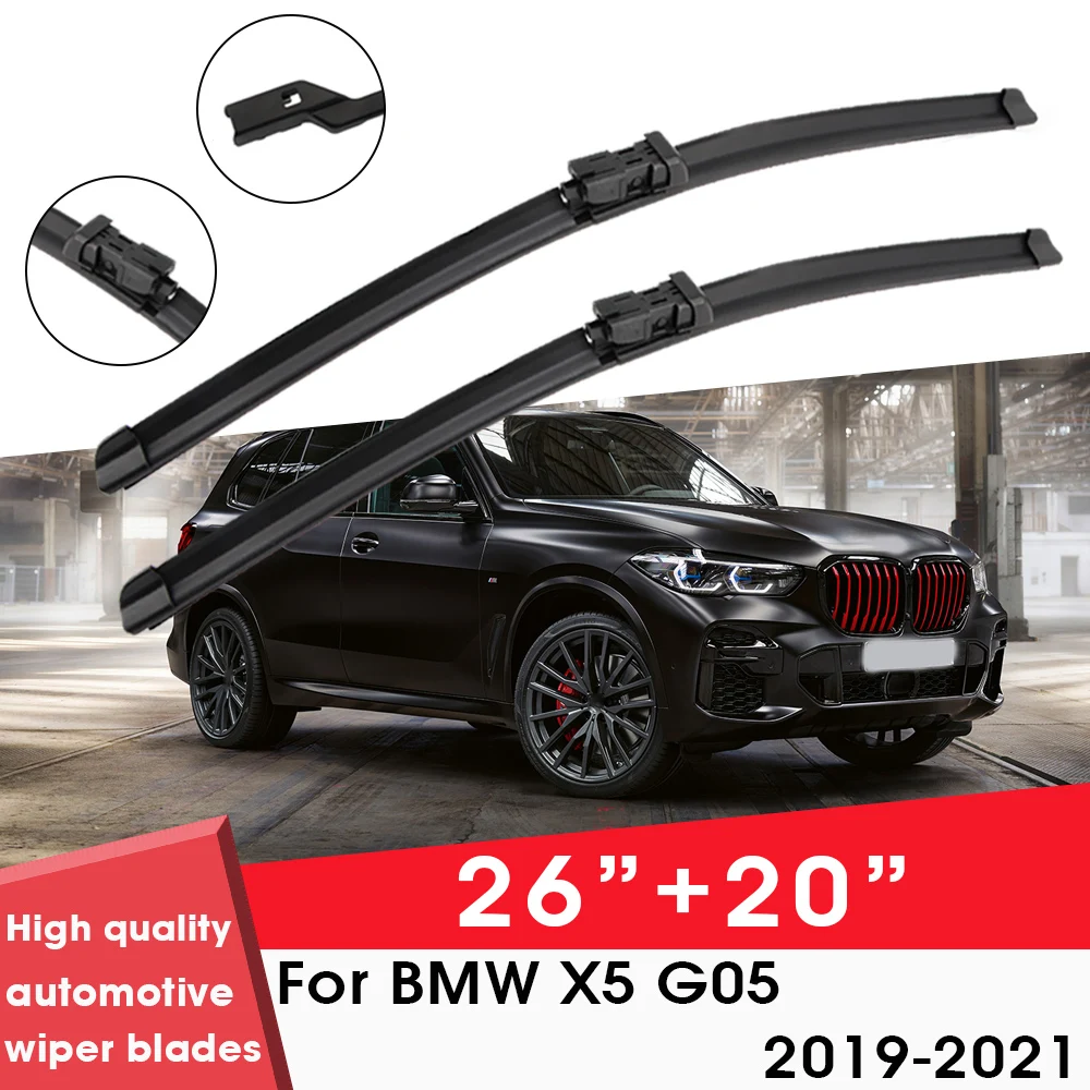 

Car Wiper Blade Blades For BMW X5 G05 2019-2021 26"+ 20" Windshield Windscreen Clean Naturl Rubber Cars Wipers Accessories