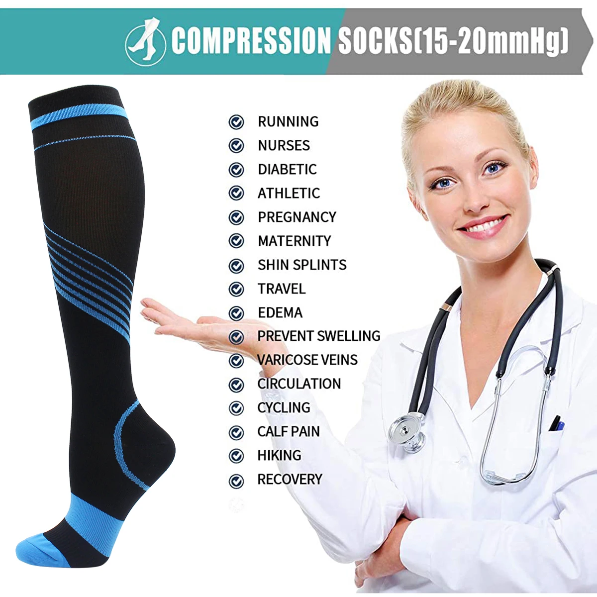 Wholesale Compression Stockings Outdoor Sports Compression Cycling Running Socks Breathable Adult Sports Socks for Men and Women