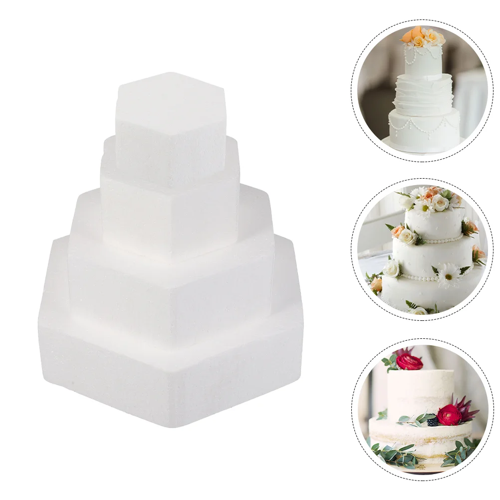 

4 Pcs Cake Model Wedding Artificial Cake Dummies Manual Cake Practice Foam Mould Practice Fake Cake