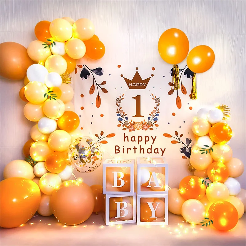 

111 шт. оранжевые, желтые, белые, золотые конфетти, воздушные шары, гирлянда, комплект для свадьбы, дня рождения, вечеринок, украшения для детск...