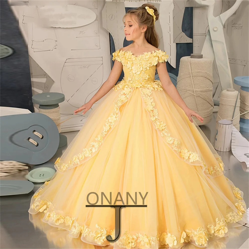

JONANY Exquisite Flower Girl Dress Pleated Tulle LaceUp Made To Order Birthday Pageant Communion Robe De Demoiselle Baby Party