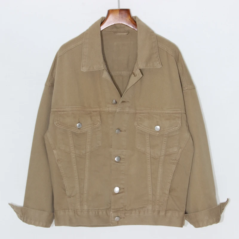 

Korean Khaki Denim Jackets Women Spring New Fashion Loose Short Cowboy Outerwear Long Sleeve Big Pocket Jeans Jacket Coat Female