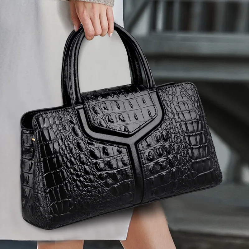 

Portable Single Shoulder Crocodile Pattern European and American Fashion Tote Bag Vintage Large Capacity Women's Bag