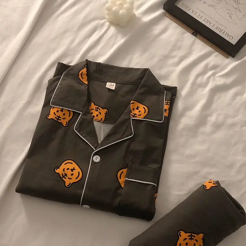 

2023 Couples' pajamas, women's spring long-sleeved housewear, 2022 new spring and autumn two-piece suit