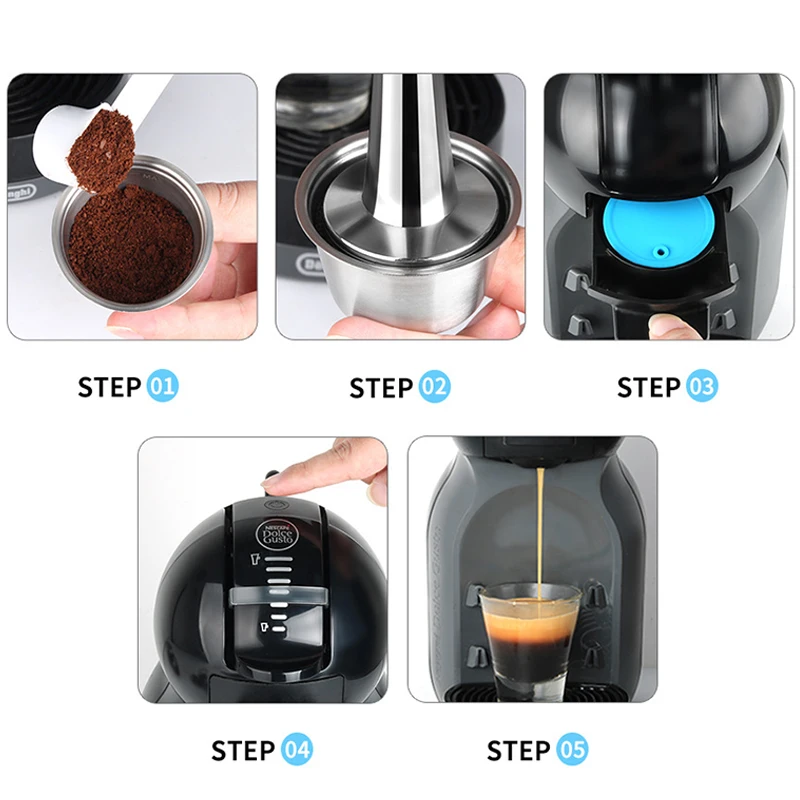 Refillable Stainless Steel Filter For Coffee Maker Reusable Capsules Machine With Spoon Accessories |