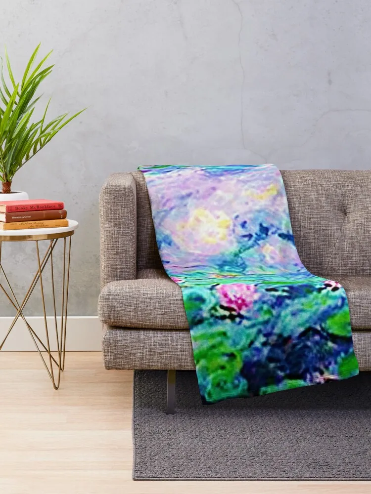 Claude Monet Pink Water Lilies - Les Nymph Xouth Roses Плед Волосы Роскошные дизайнерские одеяла