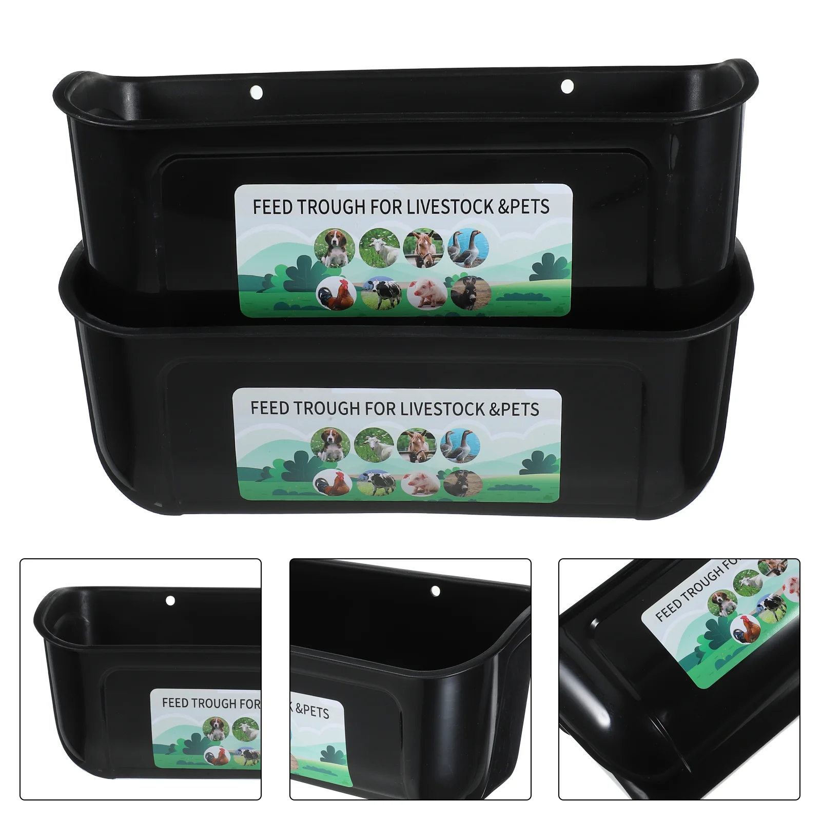 

2 Pcs Food Feeder Trough Feeding Container Horse Bucket Chick Birds Groove Chicken Supplies Your Chickens Poultry