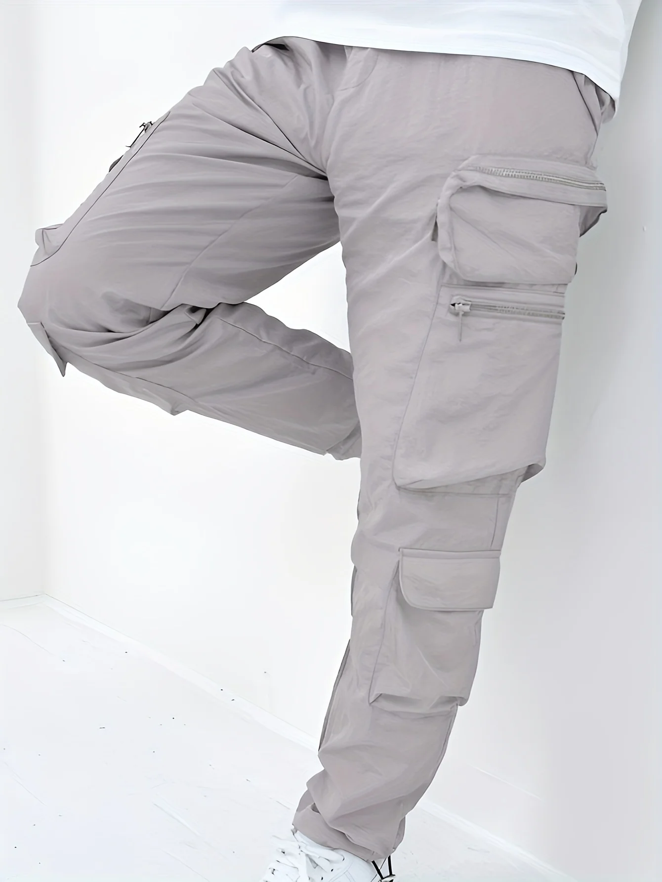 Мужские легкие облегающие плиссированные брюки-карго из водоотталкивающей