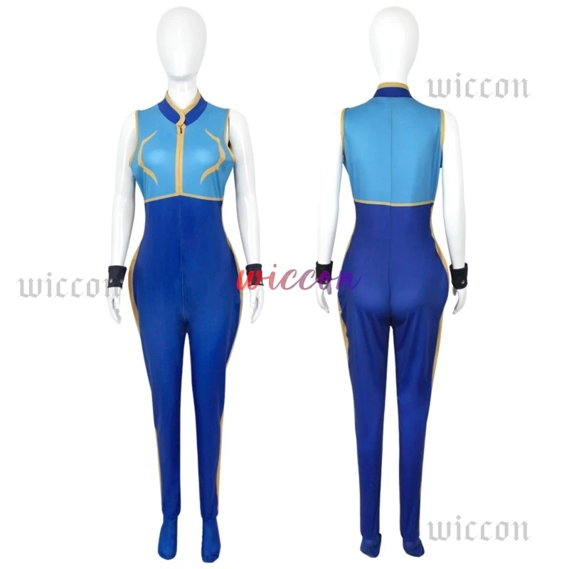 Аниме Чун Ли Косплей Костюм Игра SF Ролевая Чунли Синий Комбинезон Экипировка