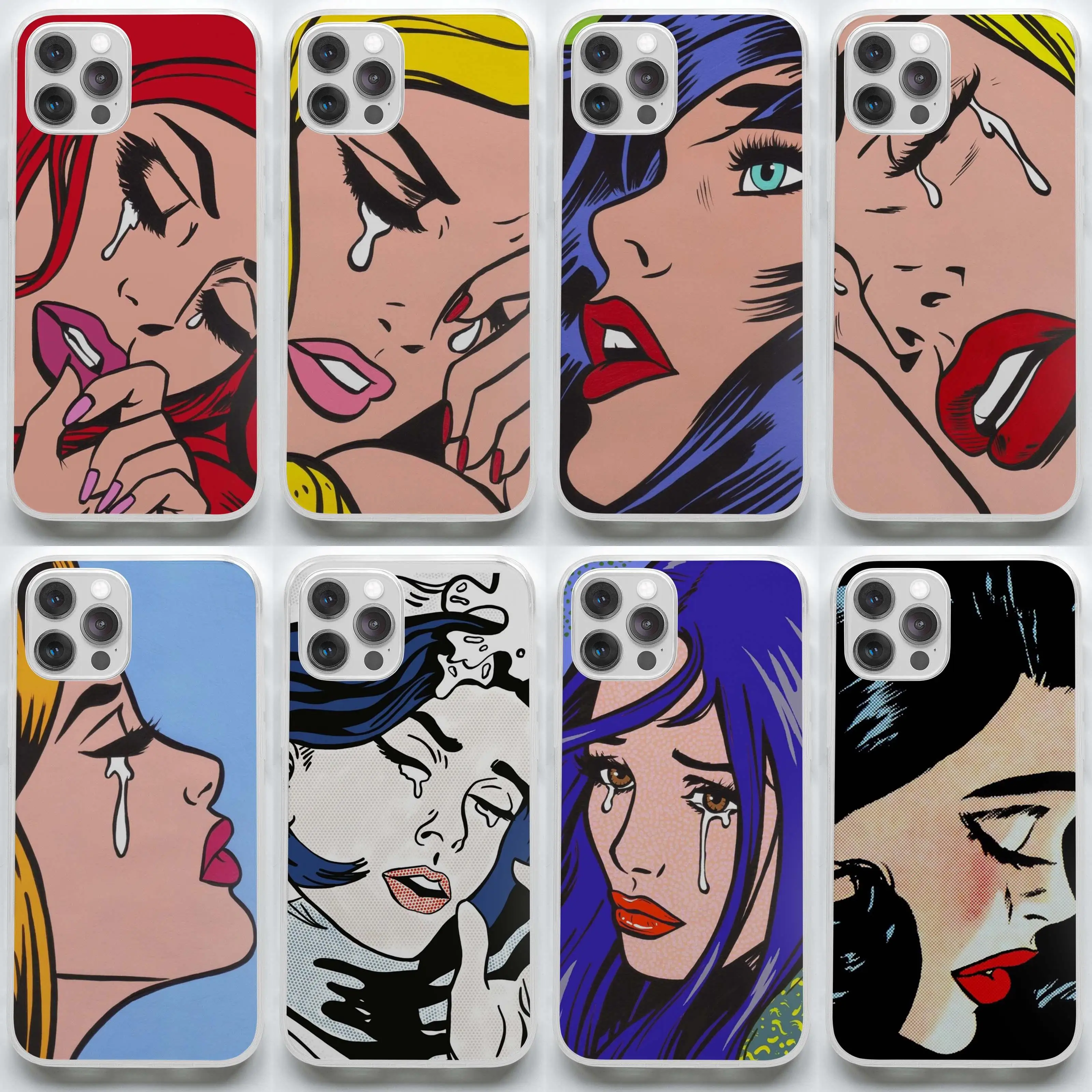 

Red Hair Crying Comic Girl Soft Blonde Phone Case for iPhone X XS XR Max 11 12 13 Pro Max Mini 7 8 Plus Pattern Print Soft Dog