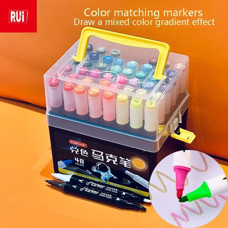 

12-60 Colors Sketching Markers Set Double Headed Color Matching Markers Wateriness Manga Pens Graffiti Painting School Supplies