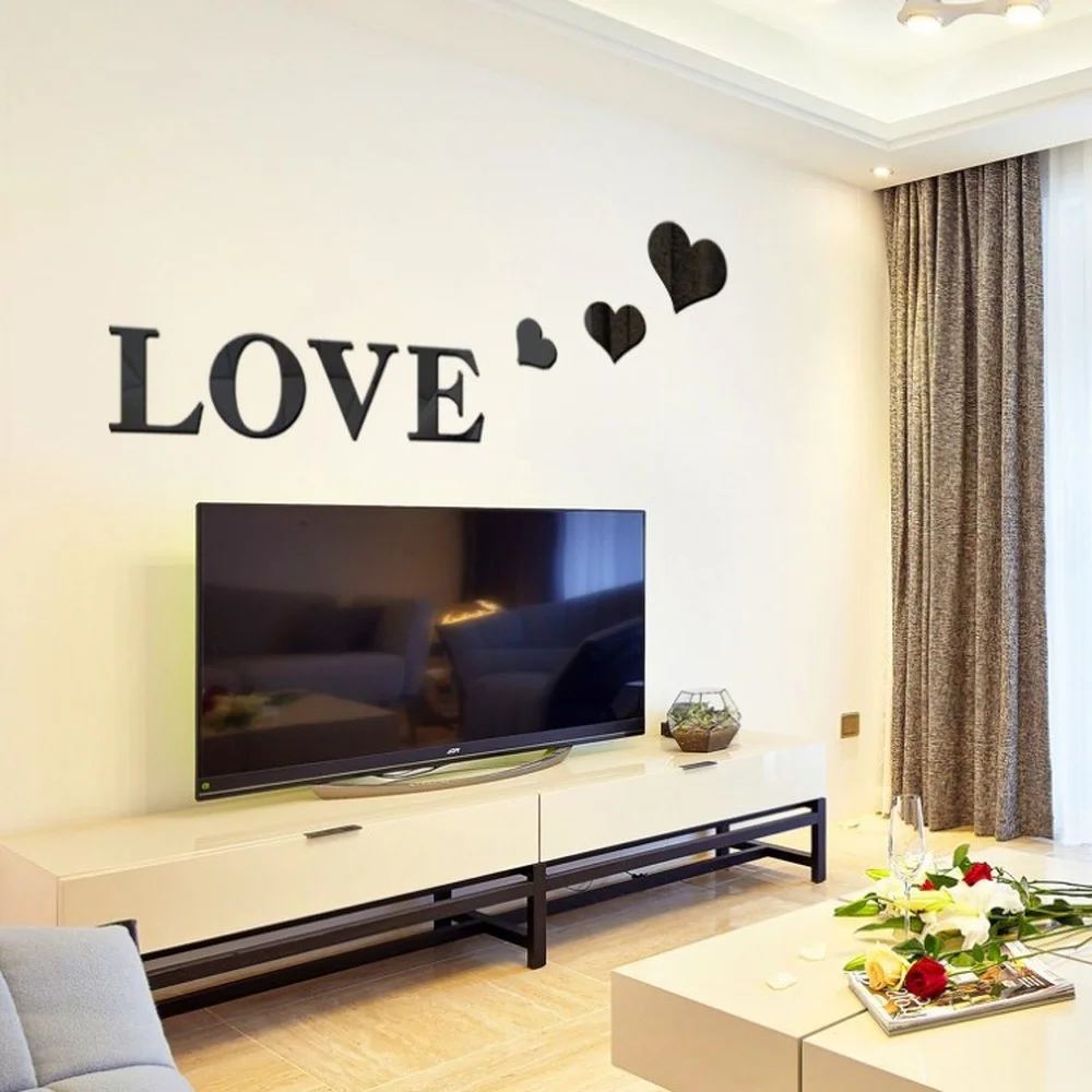 

3D Acrylic Mirror Wall Stickers DIY Art Home Decoration Creative Self-adhesive English Letter LOVE Decals For Poster Wedding